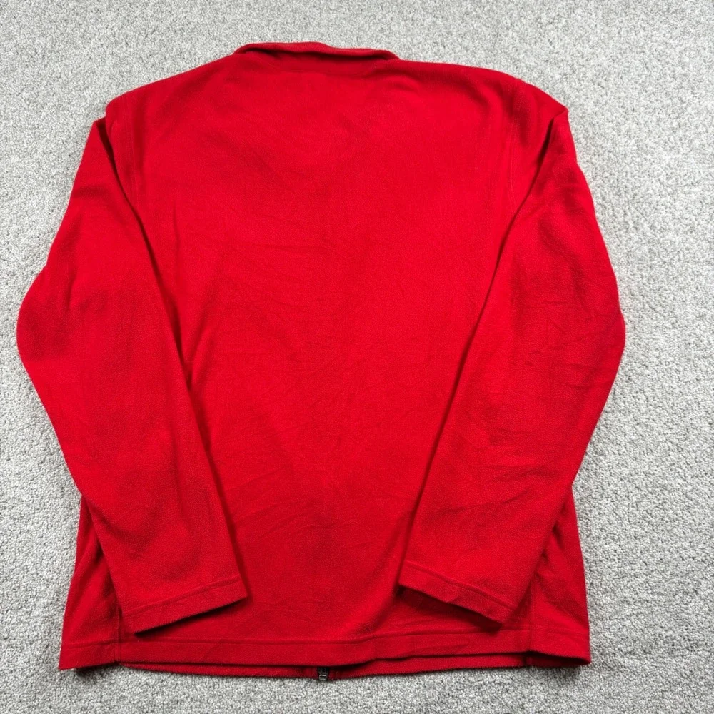 The North Face Fleece Jacket Mens L Red Full Zip Chest Pocket Mock Neck